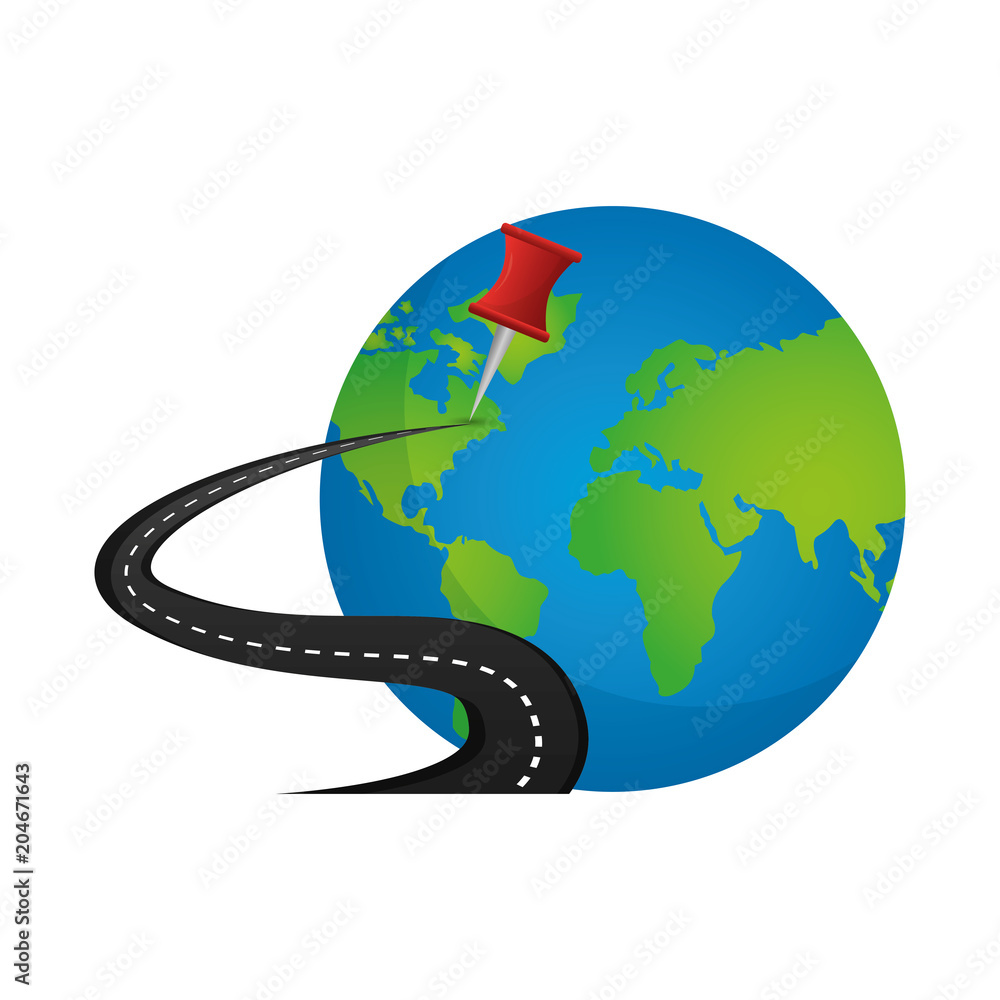 Poster world map route location gps navigation vector illustration
