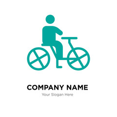 Person riding a bicycle company logo design template, colorful vector icon for your business, brand sign and symbol