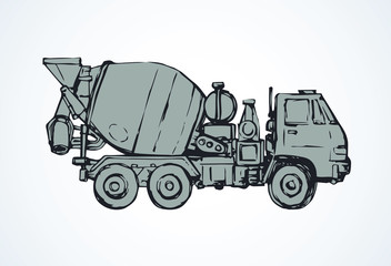 Concrete mixer. Vector drawing