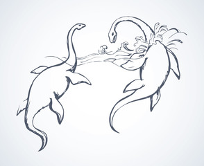 Plesiosaur dinosaur. Vector drawing