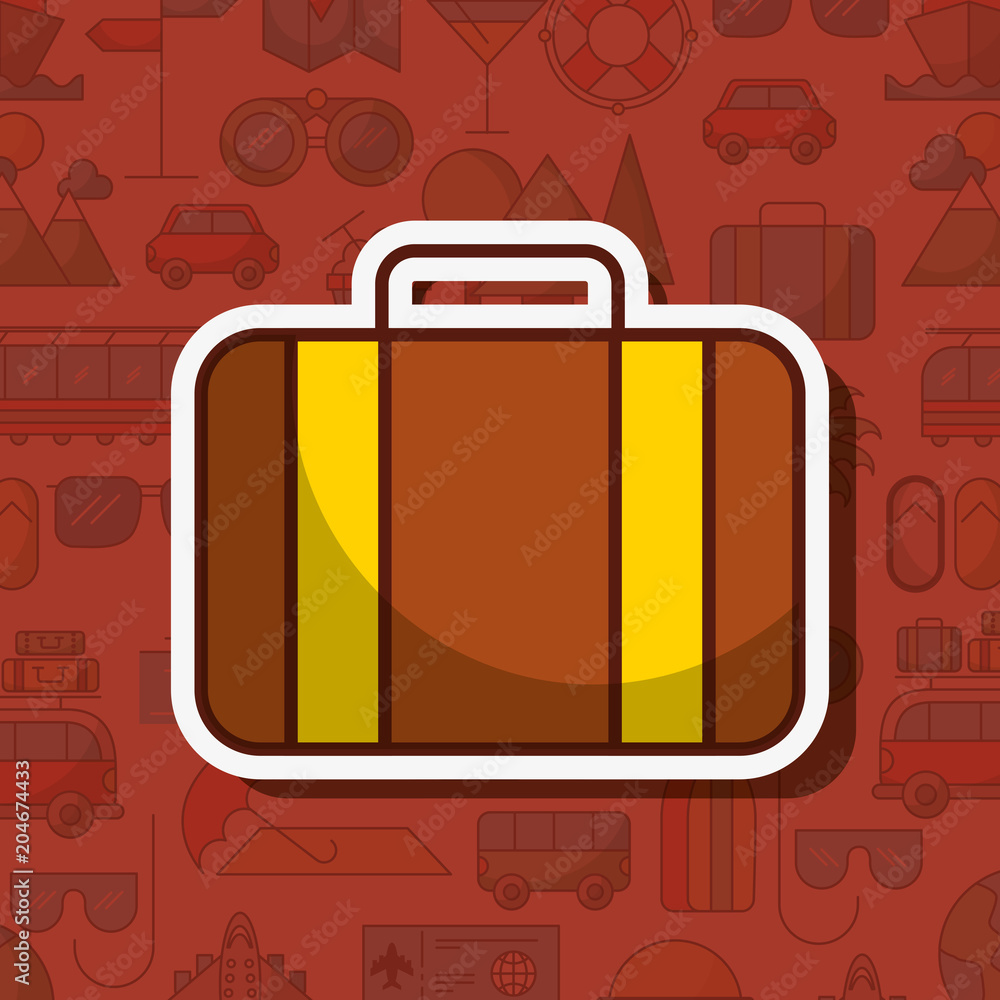 Wall mural time to travel suitcase vacation tourism vector illustration