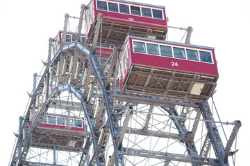 View of Prater Ferris Wheel, Vienna, Austria among spring green trees