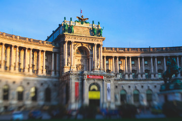 Fototapeta premium Library building facade exterior, established in 18th century, Hofburg Palace, Vienna, Austria, summer sunny day 