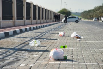 litter on a parking lot
