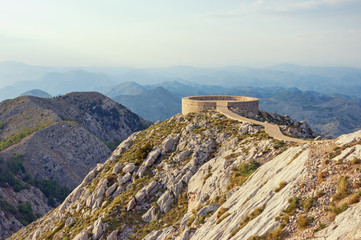 Fototapeta na wymiar Picturesque mountain landscape with observation deck. Montenegro, Lovcen National Park