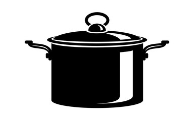 Saucepan for cook hot dishes. Icon in simple style.