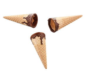 Glazed ice cream cones isolated on a white background