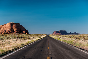 Empty scenic highway in Monument Valley