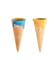 Glazed ice cream cones isolated on a white background