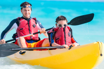 Father and son kayaking