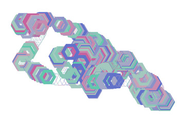 Color abstract hexagon pattern generative art background. Vector, illustration, digital & canvas.