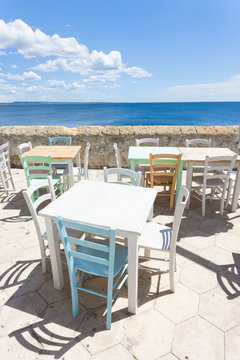 Gallipoli, Apulia - Out for lunch in the sun at the middle aged promenade