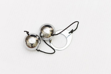 Vaginal love balls in chrome isolated on the white background