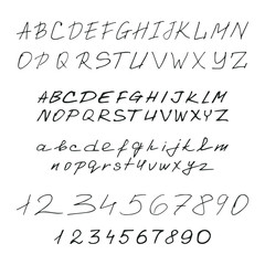 Naklejka premium Font set. Hand-drawn letters of the English alphabet. Vector. 
