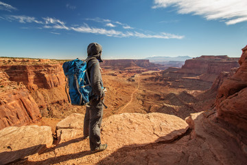Hiker in Canyonlands National park in Utah, USA