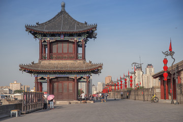 Xian city wall. - obrazy, fototapety, plakaty