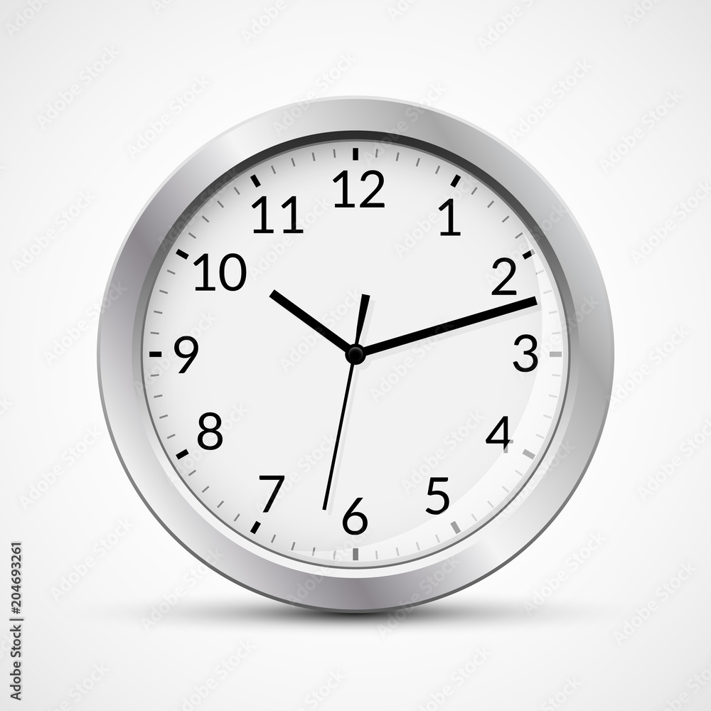 Poster office clock vector circle modern business sign. round office clock wall design object