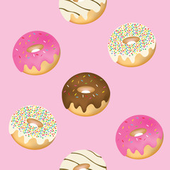 Seamless donuts pattern, vector