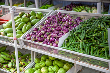 vegetable shop in the market at Little India in Singapore