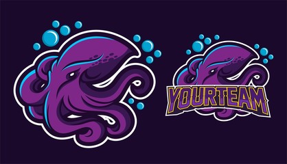 kraken/squid/octopus esport gaming mascot logo template
