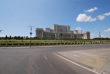  Romania; Palace of the Parliament; sky; landmark; infrastructure; road