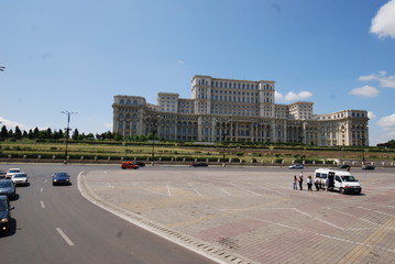  Romania; Palace of the Parliament; sky; landmark; car; metropolitan area