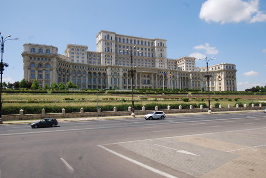  Palace of the Parliament; Romania; landmark; palace; building; car