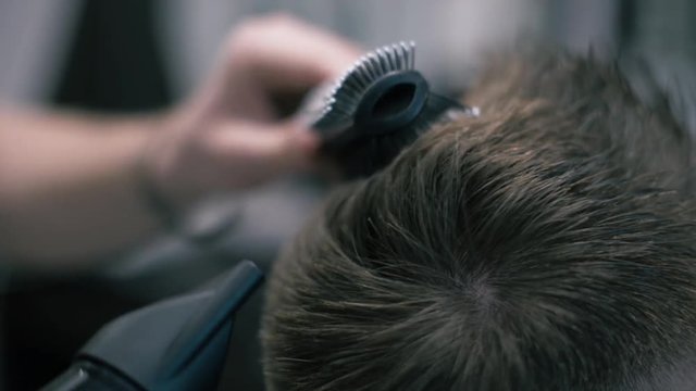 Hair drying. Men's haircut. Great plan.
