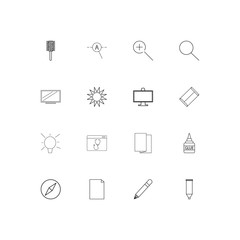 Creative Process And Design linear thin icons set. Outlined simple vector icons