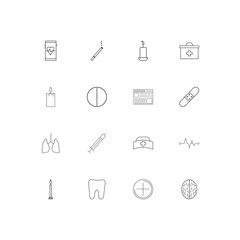 Healthcare And Medical linear thin icons set. Outlined simple vector icons