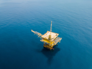 Aerial View of Offshore Production Platform in the Middle of Ocean for Oil and Gas Production