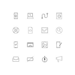 Devices linear thin icons set. Outlined simple vector icons