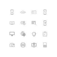 Devices linear thin icons set. Outlined simple vector icons