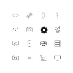 Devices linear thin icons set. Outlined simple vector icons