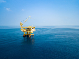 Aerial View of Offshore Production Platform in the Middle of Ocean for Oil and Gas Production