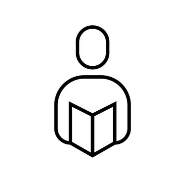 Vector Illustration Reading Book. Icon Searching Information in a Book