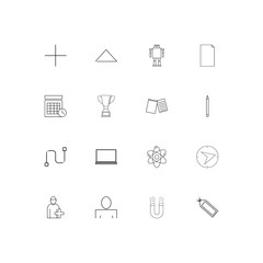 Education And Science linear thin icons set. Outlined simple vector icons