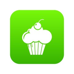 Sweet cupcake icon green vector