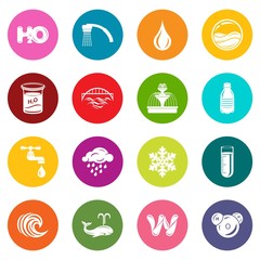 Water icons set colorful circles vector