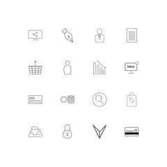 Business linear thin icons set. Outlined simple vector icons
