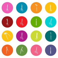 Surgeons tools icons set colorful circles vector
