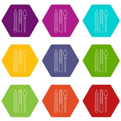 Stationery icons set 9 vector