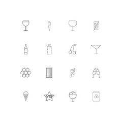 Food And Drink linear thin icons set. Outlined simple vector icons