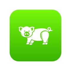 Naklejka premium Cute pig icon green vector