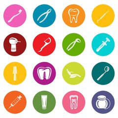 Dentist stomatologist icons set colorful circles vector