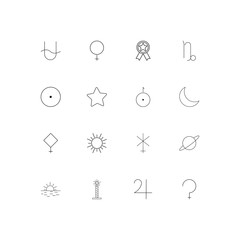 Astrology linear thin icons set. Outlined simple vector icons