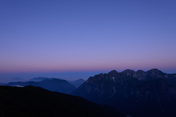 北アルプス　穂高連峰　マジックアワー