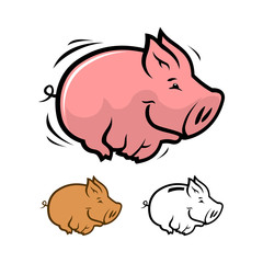 Cartoon running pig