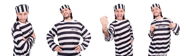 Prison inmate isolated on the white background