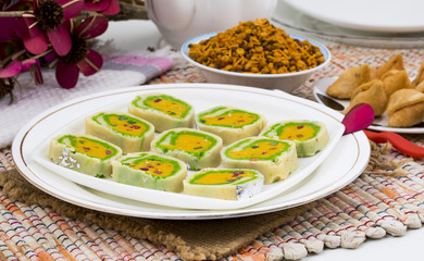 Indian Sweet food Mawa Peda Also know as pera or peday Indian Popular Sweet Made up of Mawa, Milk and Sugar